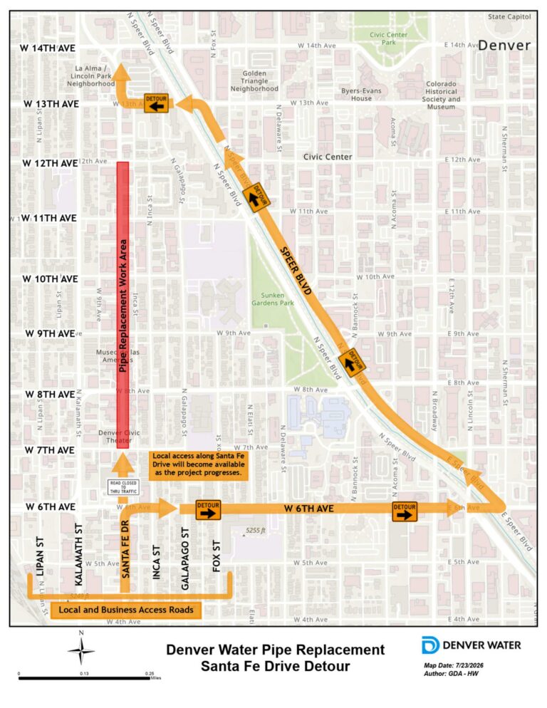 Santa Fe Drive Detour Map